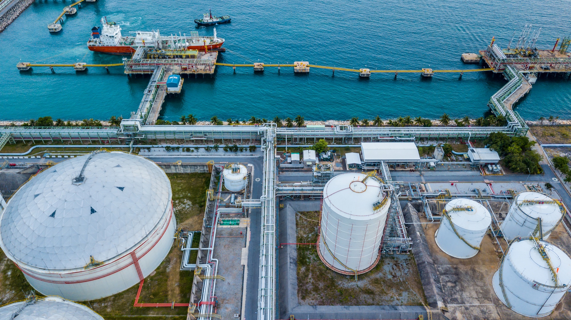 Oil and gas refinery along the coast